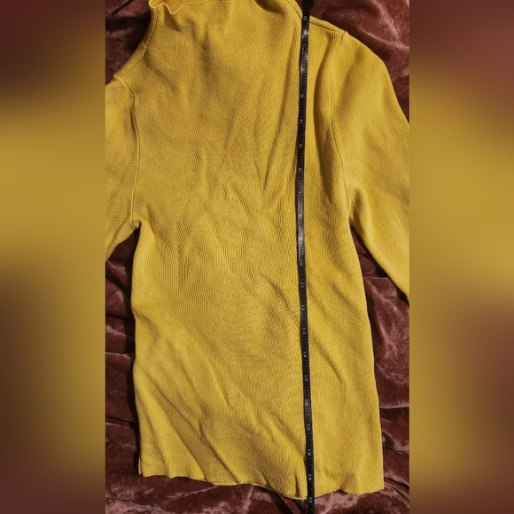 Anthropologie Maeve Arlowe Bell Sleeve XXS Yellow Long Sleeve Turtleneck Sweater - Picture 3 of 9